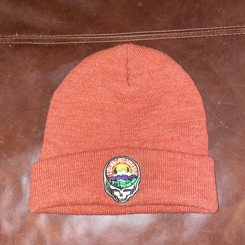Steamboat Colorado rusty red beanie.